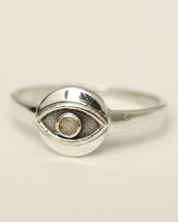 E- ring size 56 8mm coin eye peach moonstone