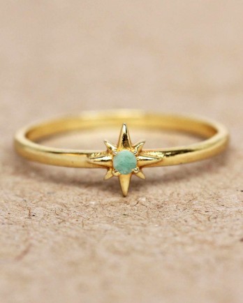 EE - ring size 56 amazonite star gold plated