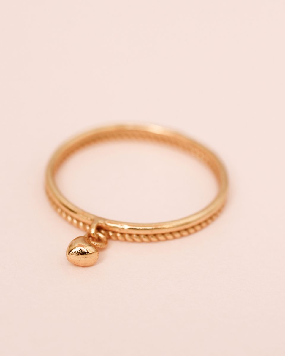 e ring size 56 tiny heart gold plated