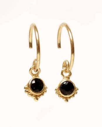EE - Earring hanging etnic black agate gold plated