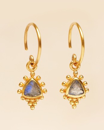 GG-Earring hanging labradorite 4mm triangle with sunny dots