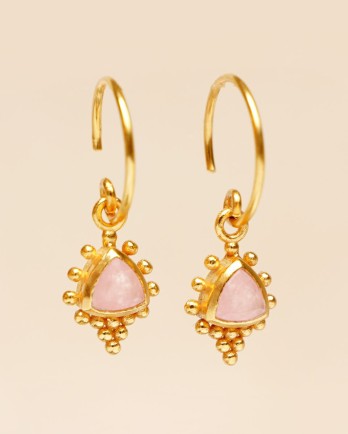 GG-Earring hanging rose quartz 4mm triangle with sunny dots