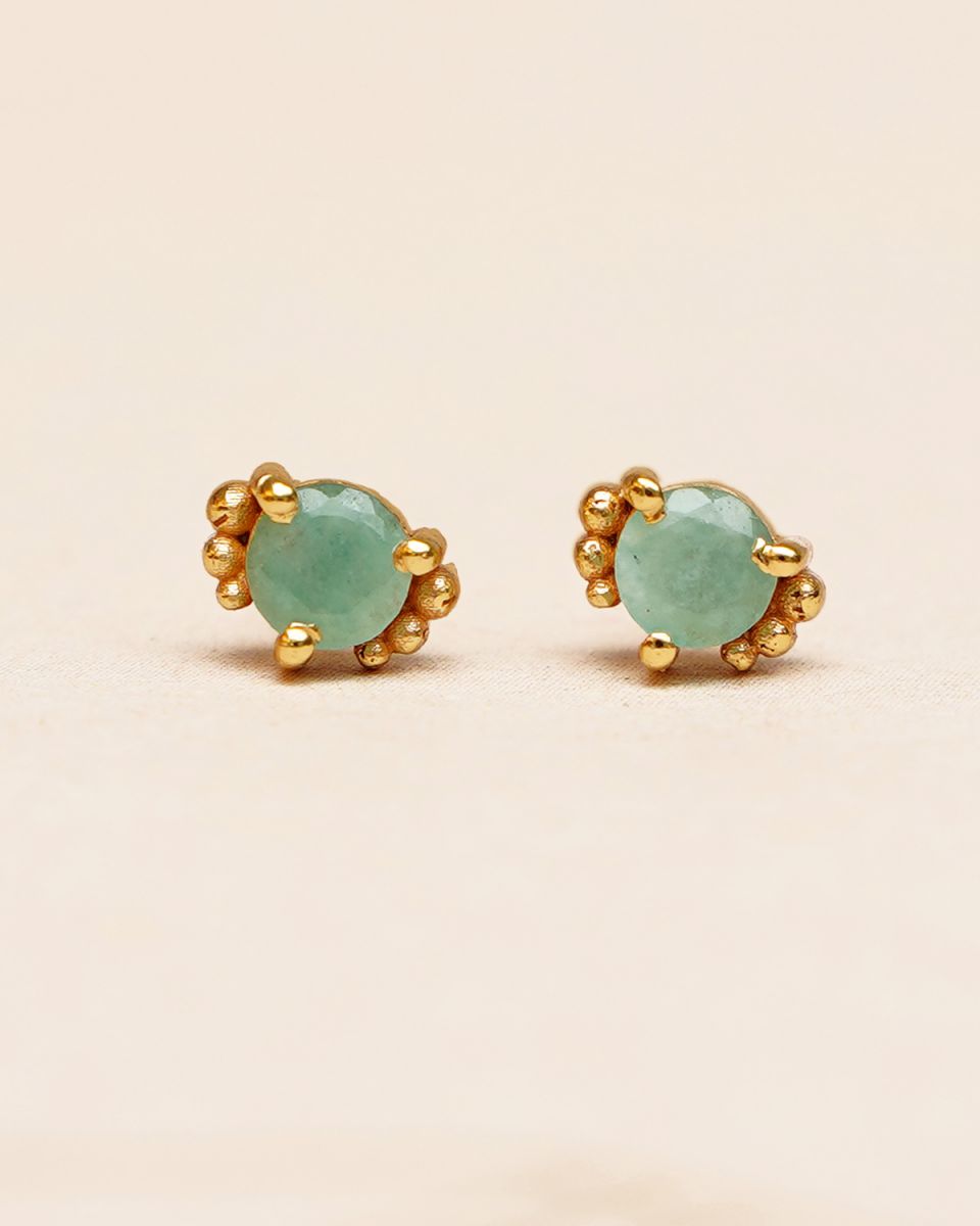 ff earring stud amazonite 4mm butterfly gold plated