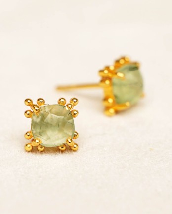 Earring stud 6x6mm cush with dots