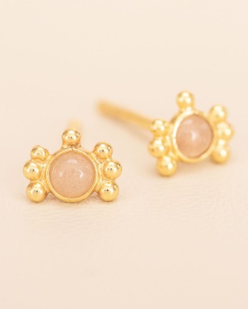 EE- Earring Asena fly stud 3mm peach moonstone g.pl EE- Earring Asena fly stud 3mm peach moonstone g.pl