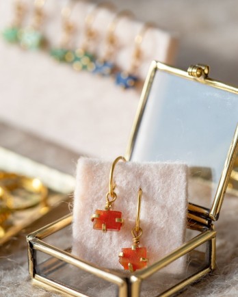 EE - Earring hanging plain chunk gemstone