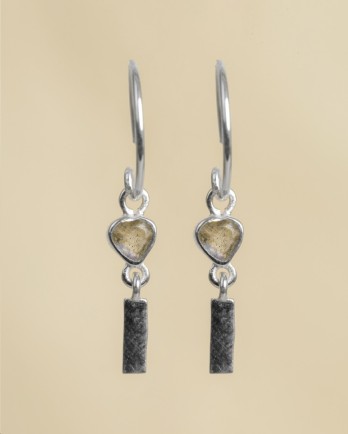 EE - Earring hanging Q’ero labradorite 3mm heart