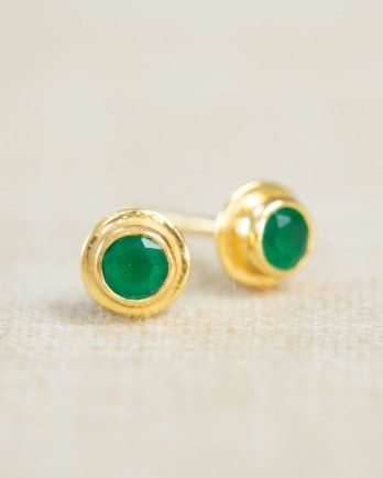 EE - Earring stud with 3mm round gemstone