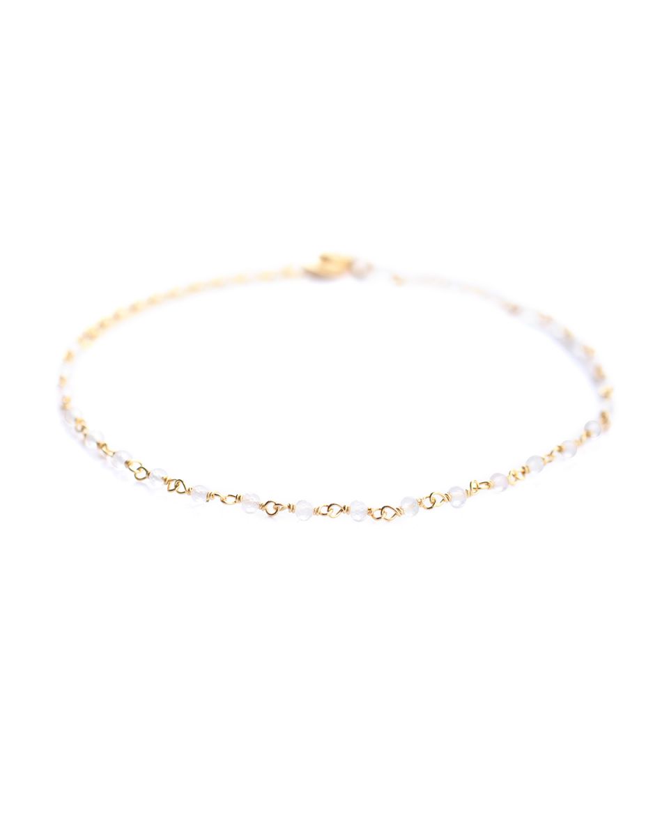 f bracelet 1 row white moonst gold plated