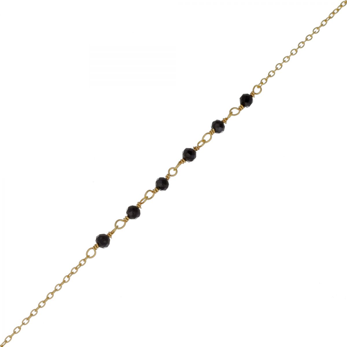 ff bracelet 3mm 5 black agate beaded gold plated
