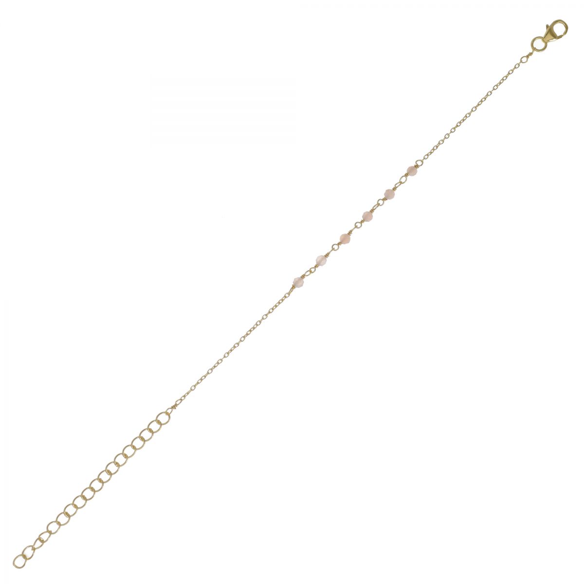 f bracelet 3mm 5 peach moonstone beaded gold plated