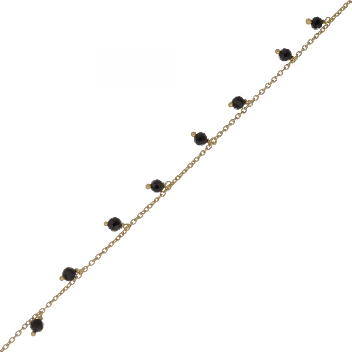 ff bracelet 3mm 8 pendants black agate beads gold plated