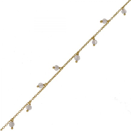 FF - bracelet 3mm 8 pendants moonstone beads gold plated