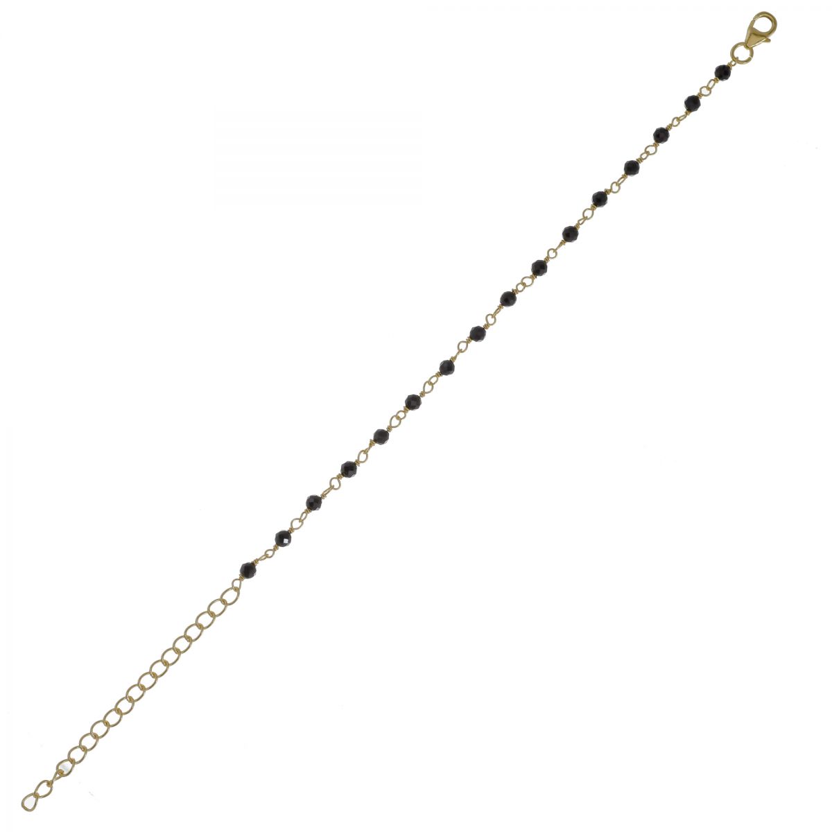 f bracelet 3mm black agate beaded gold plated