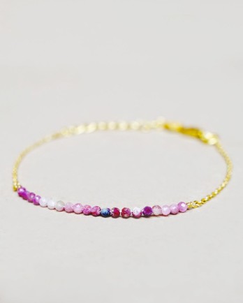 F - Bracelet tourmaline small beads gold plated