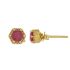 ff earring 4mm ruby hexagon stud gold plated