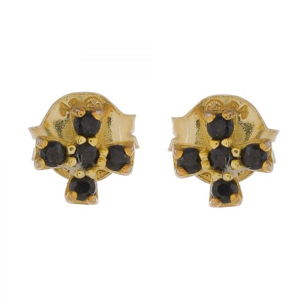 FF - earring black zirkonia star gold plated