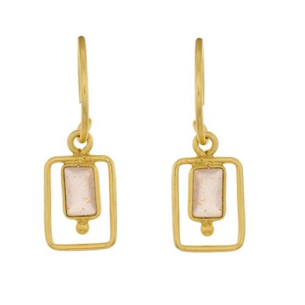 FF - earring geo rectangle + ball with peach m.st.