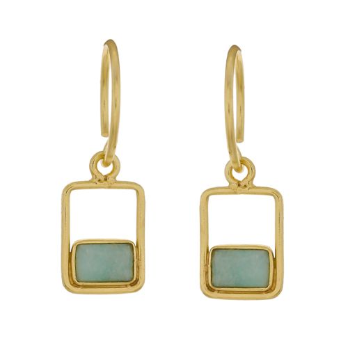 ff earring geo rectangle with amazonite gold plated