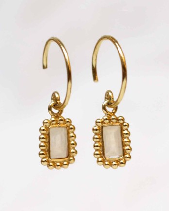 F- earring moonstone rectangle deluxe gold plated