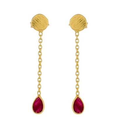 FF - earring ruby swinging drop gold plated