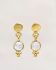 f earring stud white moonstone stone with dots gold plated
