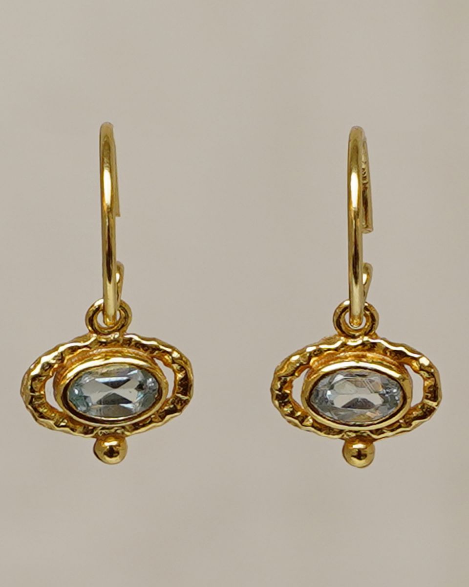 ffearrings pendant hammered oval withlue topaz gldpltd