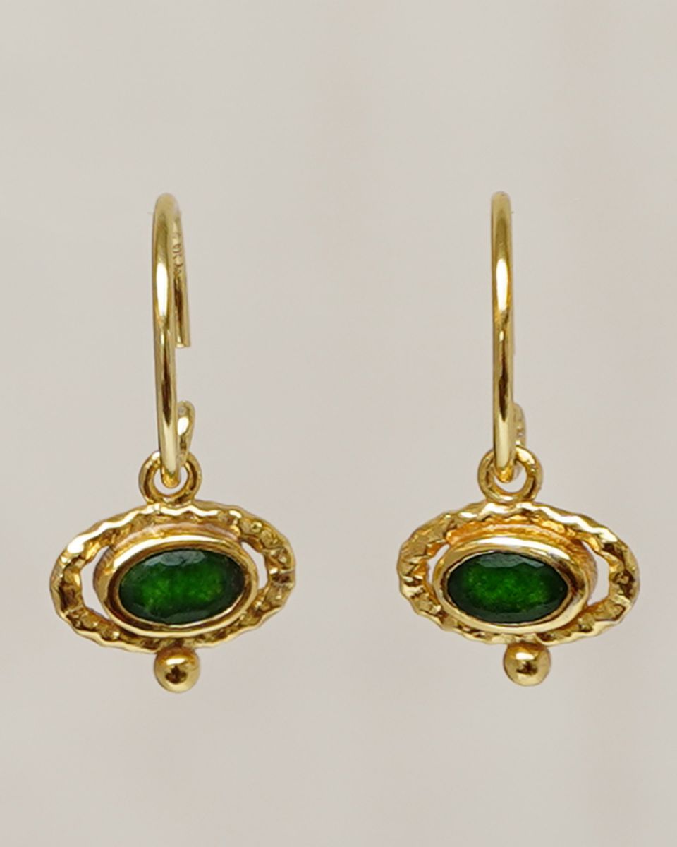 ffearrings pendant hammered oval with green zed gldpltd