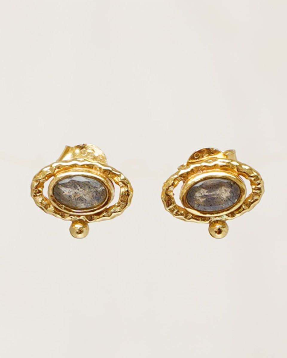 ff earrings stud hammered oval with labradorite gldpltd