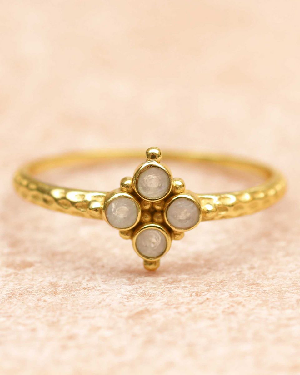 f ring size 52 four 2mm moonstones gold plated