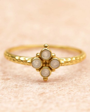 FF - ring size 52 four 2mm moonstones gold plated