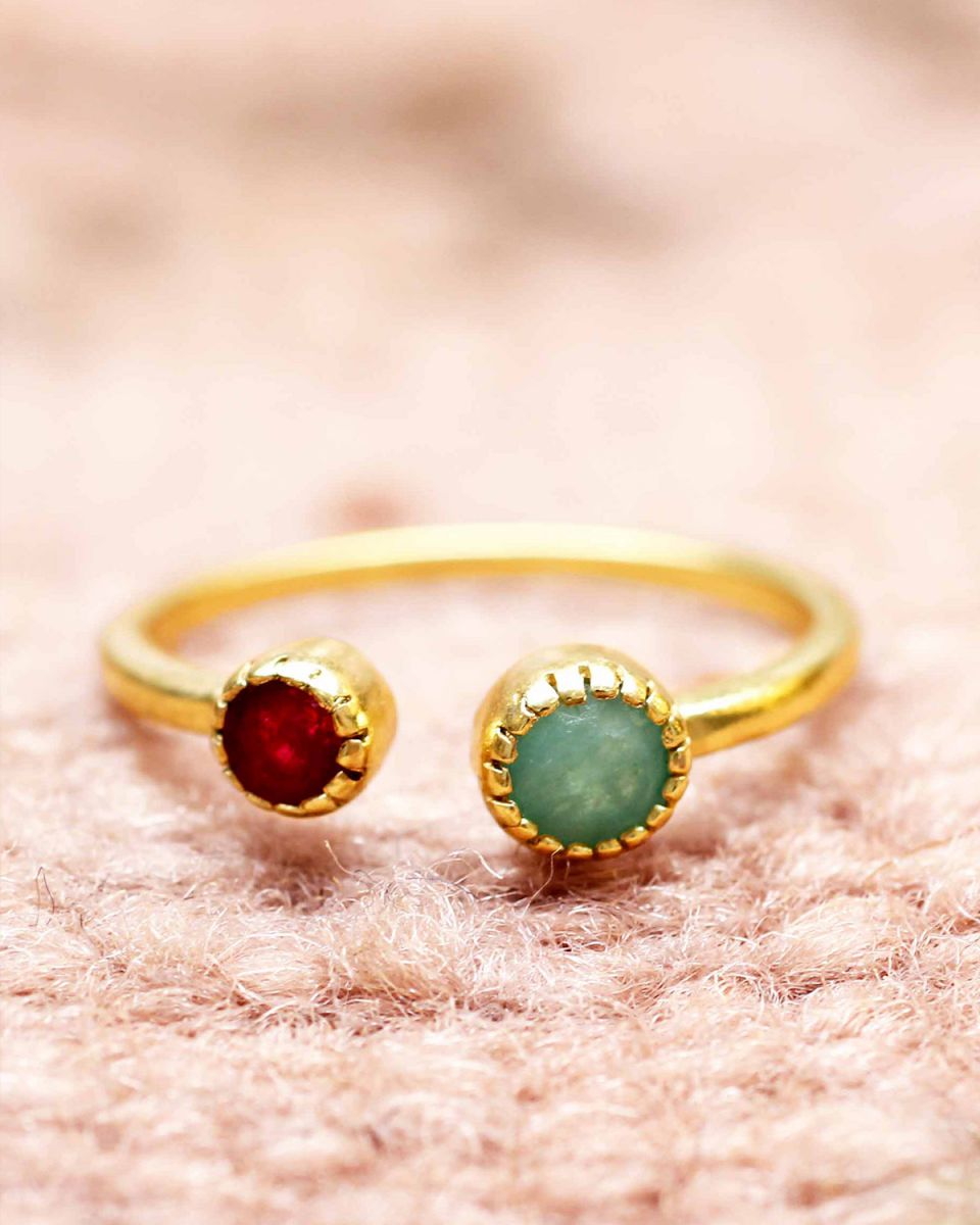 ff ring size 54 43 amazonite ruby gold plated