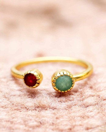 FF - ring size 54 4/3 amazonite / ruby gold plated