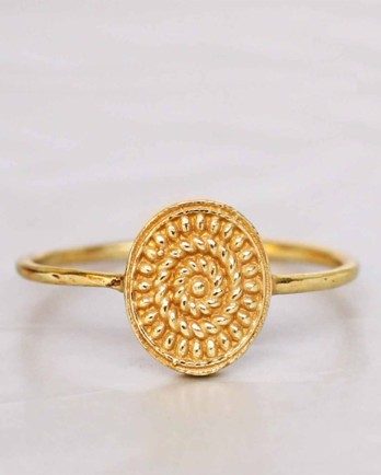 FF - ring size 54 big fancy oval gold plated