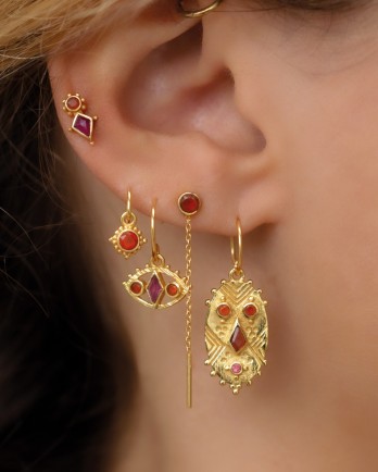 FF - Earring hanging Guarani stone 3mm round