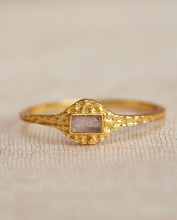 FF - Ring Adia size 50 coin with 2x4mm rose quartz g.pl.