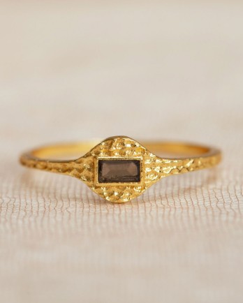 FF - Ring Adia size 56 coin with 2x4mm sm. quartz g.pl.