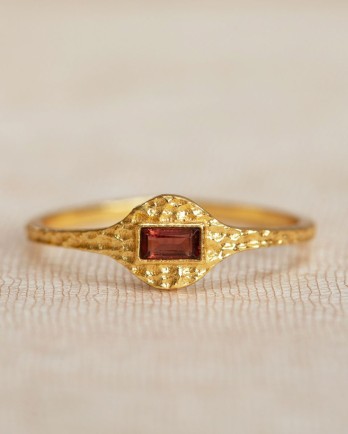 FF - Ring Adia size 58 coin with 2x4mm garnet g.pl.