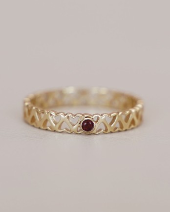 FF - Ring Adorle size 58 band with garnet g.pl