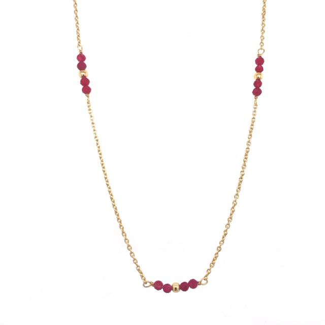 gcollier 2mm ruby 45cm gold plated