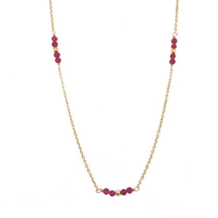 G-collier 2mm ruby 45cm gold plated