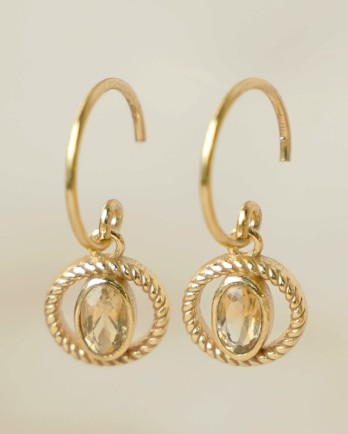 G - Earring hanging citrine round eyes g. pl G - Earring hanging citrine round eyes g. pl