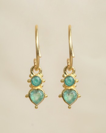 G - Earring hanging Guarani stone 3x3mm heart