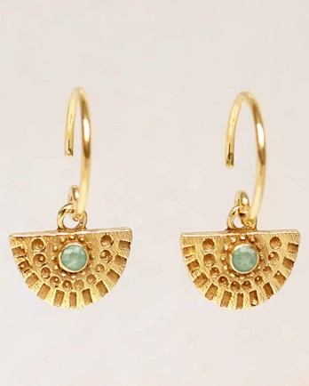GG - earring hanging nefrite half cirkel gold plated