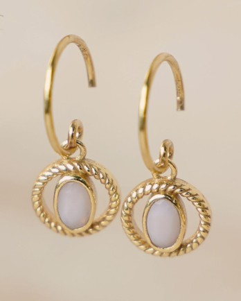 G - Earring hanging pink opal round eyes g. pl G - Earring hanging pink opal round eyes g. pl