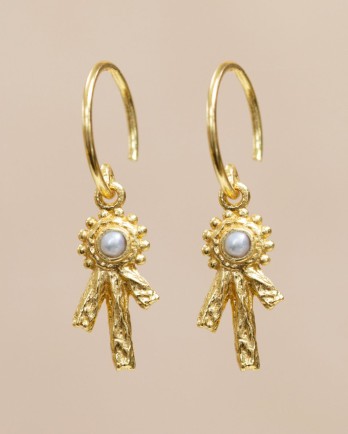 G - Earring Llyr with 2mm pearl gold plated