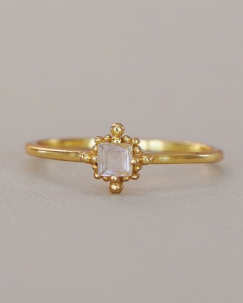 G - Ring Adelise size 52 square 3mm rose quartz g.pl