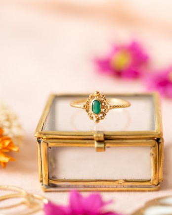 G - Ring Balsam size 52 with green agate and ornament g.pl