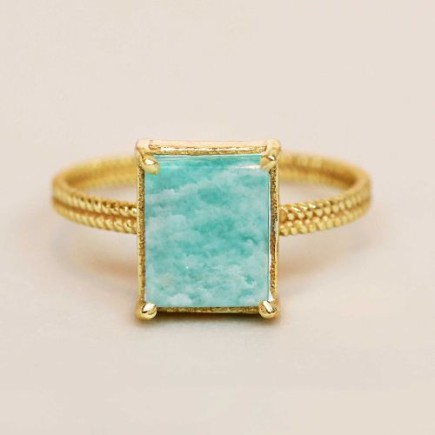 G- ring size 52 amazonite big square gold plated