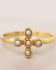 g ring size 52 cross 5 stones pearls gold plated